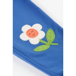 Trousers - Crawlers - GARDEN - Frugi - Blue Tango - Bee and flower