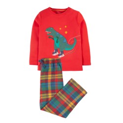 Pyjamas - DINOSAURS - Frugi - Caden - Merry Rainbow Check  Warm Flannel check