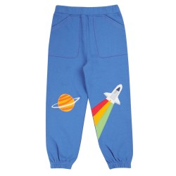 Trousers - Jogger - SPACE - Frugi - Malpas Blue Tango - rocket and planet - 2-3, 7-8y