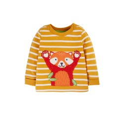 Top - ANIMALS - Frugi - Easy On - Panda -  Red panda and yellow stripe