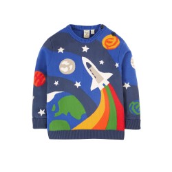 Jumper - Frugi - Elwood - Knitted - Blue Tango and Rocket - last 5-6y and 7-8y