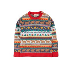 Jumper - Frugi - Forest Fairisle - Red Hem Jumper - Christmas Festive 