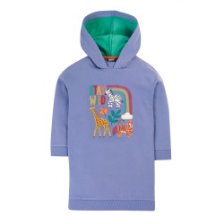 Dress - ANIMALS - Zoo - Frugi - Hooded - RIA - Stay Wild - purple grape - giraffe, rainbow, zebra and tiger