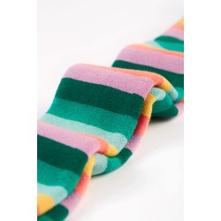 Tights - STRIPES - WARM - Frugi - Toasty - Terry knit - Cantaloupe Multi Rainbow - last 1-2y