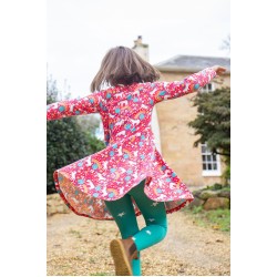 Dress - SKATER - HORSES - Long Sleeves - Frugi - Pink Wild Horses