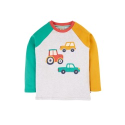 Top - VEHICLES - Frugi - Alfie - Car, truck and tractor - Grey marl