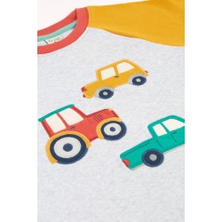 Top - VEHICLES - Frugi - Alfie - Car, truck and tractor - Grey marl