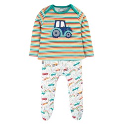 Babygrow - VEHICLES - FRUGI - Brooke - All in one outfit - Tractor - Let's go vehicles and stripe