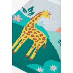 Dress - ANIMALS - GIRAFFE - KNITTED - Frugi - Kiera - Grey Marl - clearance offer