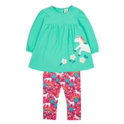 Set - HORSES - 2pc - Frugi - Tilly - pacific aqua 