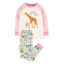 Pyjamas - ANIMALS - Giraffes - Frugi - Jamie - Pink Stripes