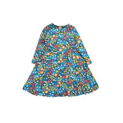 Dress - SKATER - Flowers - Long sleeves - FRUGI - Winter hedgerow flowers and rainbow