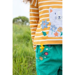 Trousers - CORDS - Frugi - Paperback - Iguana green flowers