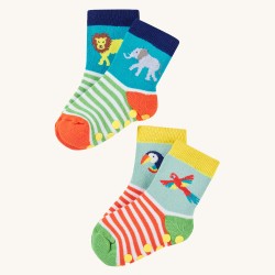 Socks - ANIMALS - JUNGLE - Warm - Frugi - 2pc - Grippy Terry 