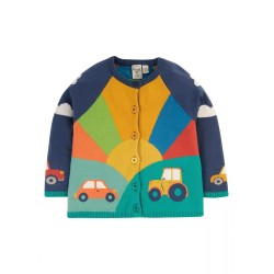 Cardigan - Frugi - Reva - Vehicles - Cars and Farm Tractors - Navy Sunrise 