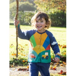 Cardigan - Frugi - Reva - Vehicles - Cars and Farm Tractors - Navy Sunrise 