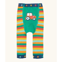 Leggings - FARM - Knitted - Frugi - TRACTOR - Rainbow stripe and stars
