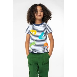 Top - Frugi - ELIJAH - Frogs - Navy stripe and rainbow frogs - UNISEX