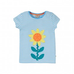Top - Frugi - CAMILLE - ECHINACEA - Flower and blue stripe 