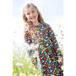 Dress - SKATER - Birds - Long sleeves - Frugi - Springtime ducks and flowers