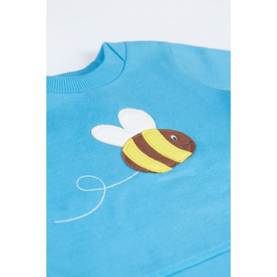 Jumper - FRUGI - Easy on - Sweatshirt - Blue Bee and Flower
