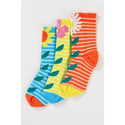 Socks - FLOWERS - Frugi - 3pc - Echinacea flowers  - 2-4 yr - last size