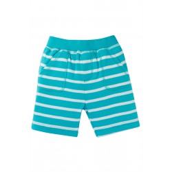 Shorts - Frugi - Ellis - with front pocket - Tropical Sea Aqua Breton Stripe 