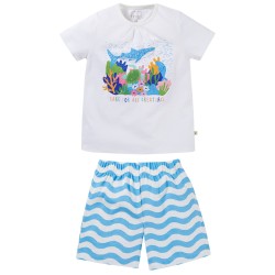 Pyjamas - SEA - Summer - Frugi - Fearne - Coral Reef - Care about all creatures 