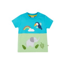 Top - Frugi - Penryn - Elephant. Tropical sea,  Rainbow and Toucan