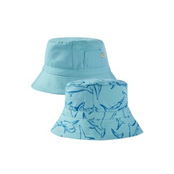 Sun and swim - Hat - PLAIN - Blue and SEA - Frugi - Rocky - REVERSIBLE - STINGRAY and  JAWSOME