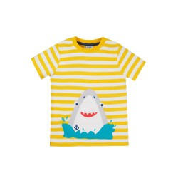 Top - Frugi - Sid - SHARK - yellow stripe 