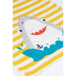 Top - Frugi - Sid - SHARK - yellow stripe 