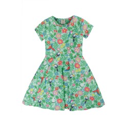 Dress - SKATER - Birds - Short sleeves - FRUGI - Tropical birds , toucan and flowers