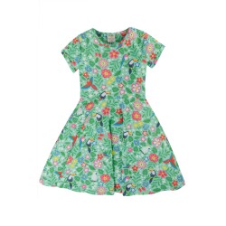 Dress - SKATER - Short sleeves - FRUGI - Birds - Tropical birds , toucan and flowers