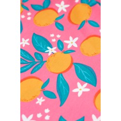 Dress - SKATER - Flowers - Short sleeves - FRUGI -  Orange Fruit Blossom
