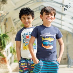 Top - SEA - Frugi - AVERY - Sharks - Navy - last size 4-5y