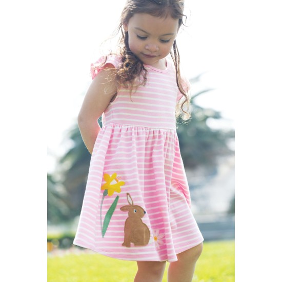 Dress - Frugi - BOBBY - Bunny Rabbit - pink stripe