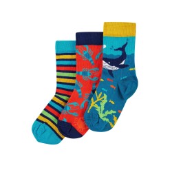 Socks - SEA - Frugi - 3pc - Deep Water Sealife - last size 6-8y (13-2 shoe)