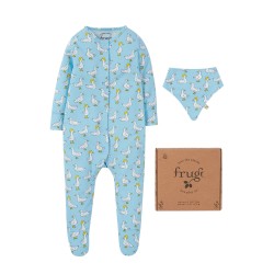 Babygrow Set - DUCK - 2pc - Frugi - Babygrow and Bib Gift Set - DUCKS  UNISEX 