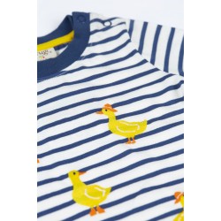 Top - BIRDS - Frugi - Ennis - DUCKS - navy blue stripe