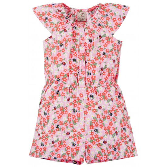 Trousers - Dungarees Playsuit Romper - Frugi - NYLA - Pink Floral fun