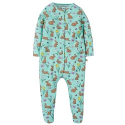 Babygrow Set - BUNNY - 2pc - Frugi - Babygrow and Bib Gift Set - Riverine - UNISEX - Bunny Rabbits 