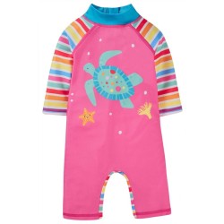 Sun and swim - Swimwear - Frugi - Sun Safe suit - TURTLE - seaside stripe pink