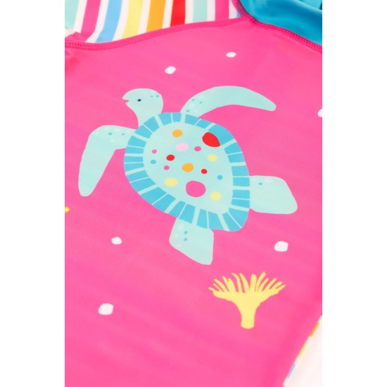 Sun and swim - Swimwear - Frugi - Sun Safe suit - TURTLE - seaside stripe pink
