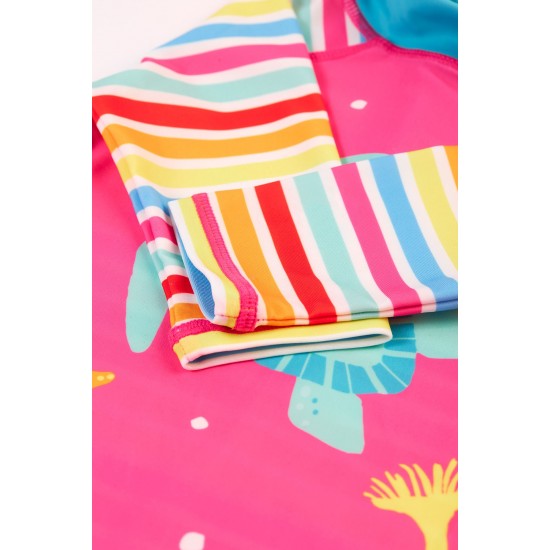 Sun and swim - Swimwear - Frugi - Sun Safe suit - TURTLE - seaside stripe pink