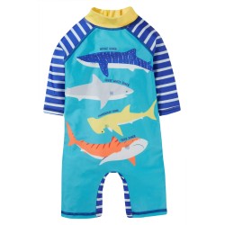 Sun and swim - Swimwear - Frugi - Sun Safe suit - SHARKS - Tropical blue sea