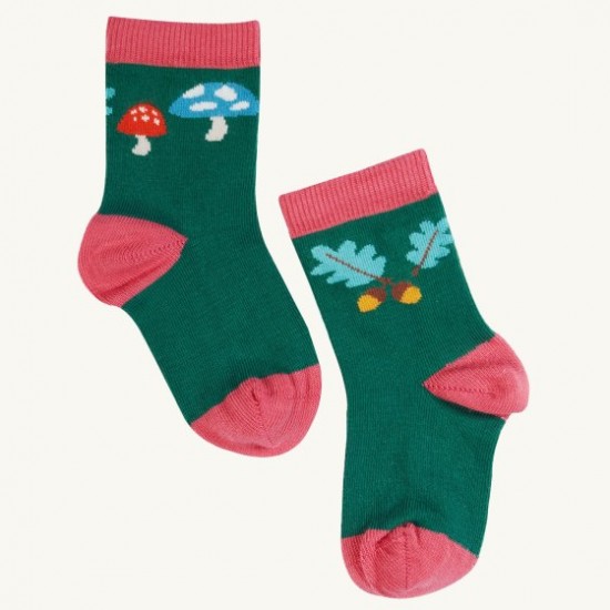 Socks - Frugi - 3pc - Wild Wood - hedgehog, flowers and rainbow - 0-6m , 2-4y