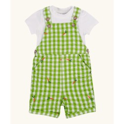 Set - GARDEN - 2pc - Frugi - Alfred - Gingham Green - Dungarees and body outfit - Carrots