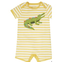 Babygrow - Romper - SUMMER  Frugi - SHORTIE - Rue - Bumble bee yellow stripe - CROCODILE