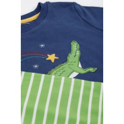 Pyjamas - Animals - SUMMER - Frugi - PORTH - Navy Blue and Green - CROCODILE 